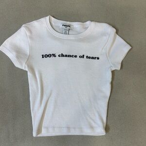 RSQ White Crop Top with Black Text